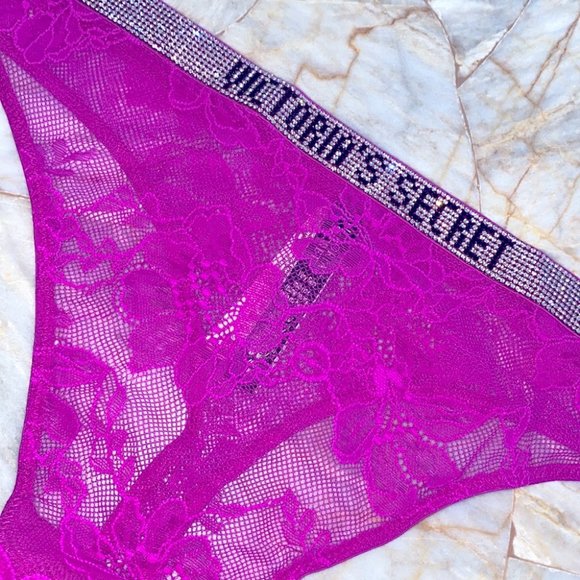 NWT XL Victoria’s Secret Fuchsia Shine Strap Thong X-Large - Picture 5 of 9